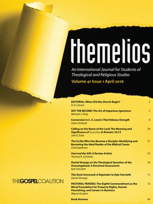 cover image of Themelios, Volume 41, Issue 1
